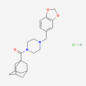 molecular formula C23H31ClN2O3 B2621224 (3r,5r,7r)-Adamantan-1-yl(4-(benzo[d][1,3]dioxol-5-ylmethyl)piperazin-1-yl)methanone hydrochloride CAS No. 474625-64-4