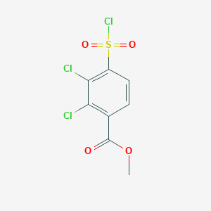 molecular formula C8H5Cl3O4S B2621225 Methyl 2,3-dichloro-4-chlorosulfonylbenzoate CAS No. 2470437-29-5