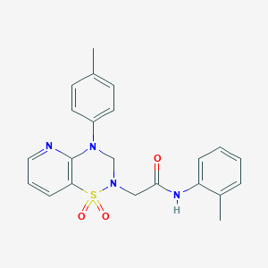 molecular formula C22H22N4O3S B2621234 2-(1,1-dioxido-4-(p-tolyl)-3,4-dihydro-2H-pyrido[2,3-e][1,2,4]thiadiazin-2-yl)-N-(o-tolyl)acetamide CAS No. 1251545-88-6