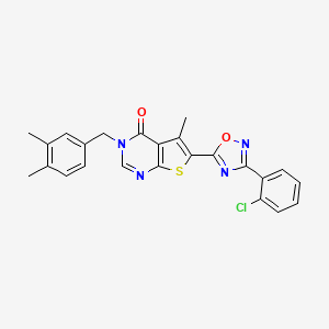 molecular formula C24H19ClN4O2S B2621235 6-[3-(2-chlorophenyl)-1,2,4-oxadiazol-5-yl]-3-(3,4-dimethylbenzyl)-5-methylthieno[2,3-d]pyrimidin-4(3H)-one CAS No. 1326942-69-1