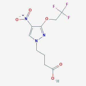molecular formula C9H10F3N3O5 B2621241 4-[4-nitro-3-(2,2,2-trifluoroethoxy)-1H-pyrazol-1-yl]butanoic acid CAS No. 1856096-81-5