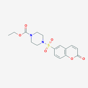 molecular formula C16H18N2O6S B2621247 Ethyl 4-[(2-oxochromen-6-yl)sulfonyl]piperazinecarboxylate CAS No. 873589-12-9