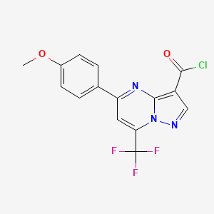molecular formula C15H9ClF3N3O2 B2621250 5-(4-Methoxyphenyl)-7-(trifluoromethyl)pyrazolo[1,5-a]pyrimidine-3-carbonyl chloride CAS No. 848422-75-3