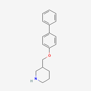 molecular formula C18H21NO B2621252 3-[(Biphenyl-4-yloxy)methyl]piperidine CAS No. 802606-95-7