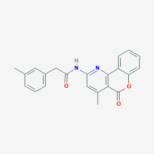 molecular formula C22H18N2O3 B2621261 N-(4-methyl-5-oxochromeno[4,3-b]pyridin-2-yl)-2-(3-methylphenyl)acetamide CAS No. 851411-74-0