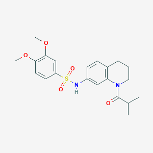 molecular formula C21H26N2O5S B2621262 N-(1-isobutyryl-1,2,3,4-tetrahydroquinolin-7-yl)-3,4-dimethoxybenzenesulfonamide CAS No. 941986-92-1
