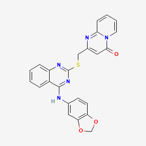 molecular formula C24H17N5O3S B2621267 2-(((4-(benzo[d][1,3]dioxol-5-ylamino)quinazolin-2-yl)thio)methyl)-4H-pyrido[1,2-a]pyrimidin-4-one CAS No. 2034457-55-9