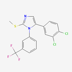 molecular formula C17H11Cl2F3N2S B2621274 5-(3,4-dichlorophenyl)-2-(methylthio)-1-(3-(trifluoromethyl)phenyl)-1H-imidazole CAS No. 1226434-08-7