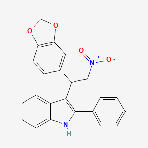molecular formula C23H18N2O4 B2621282 3-[1-(1,3-benzodioxol-5-yl)-2-nitroethyl]-2-phenyl-1H-indole CAS No. 314257-84-6