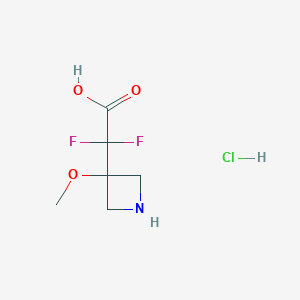 molecular formula C6H10ClF2NO3 B2621283 2,2-Difluoro-2-(3-methoxyazetidin-3-yl)acetic acid;hydrochloride CAS No. 2309446-71-5