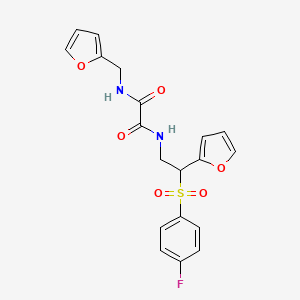 molecular formula C19H17FN2O6S B2621291 N1-(2-((4-fluorophenyl)sulfonyl)-2-(furan-2-yl)ethyl)-N2-(furan-2-ylmethyl)oxalamide CAS No. 896312-28-0