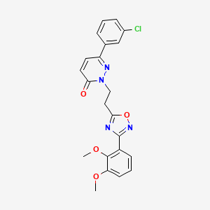 molecular formula C22H19ClN4O4 B2621295 6-(3-Chlorophenyl)-2-[2-[3-(2,3-dimethoxyphenyl)-1,2,4-oxadiazol-5-yl]ethyl]pyridazin-3-one CAS No. 1112310-16-3