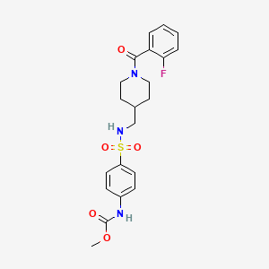 molecular formula C21H24FN3O5S B2621304 methyl (4-(N-((1-(2-fluorobenzoyl)piperidin-4-yl)methyl)sulfamoyl)phenyl)carbamate CAS No. 1797966-57-4