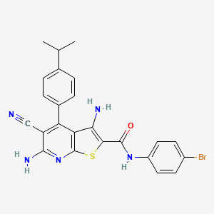 molecular formula C24H20BrN5OS B2621307 3,6-diamino-N-(4-bromophenyl)-5-cyano-4-(4-isopropylphenyl)thieno[2,3-b]pyridine-2-carboxamide CAS No. 361478-02-6
