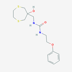 molecular formula C15H22N2O3S2 B2621312 1-[(6-Hydroxy-1,4-dithiepan-6-yl)methyl]-3-(2-phenoxyethyl)urea CAS No. 2415628-87-2