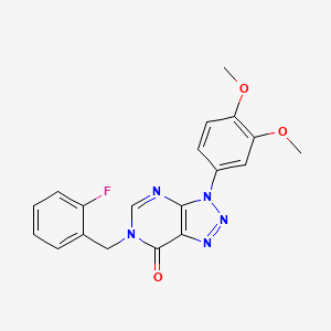 molecular formula C19H16FN5O3 B2621315 3-(3,4-Dimethoxyphenyl)-6-[(2-fluorophenyl)methyl]triazolo[4,5-d]pyrimidin-7-one CAS No. 872594-54-2