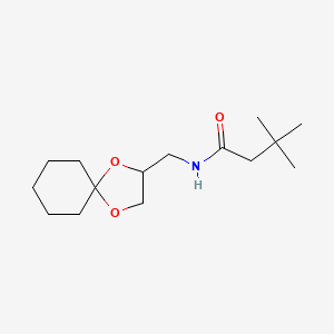 molecular formula C15H27NO3 B2621318 N-(1,4-dioxaspiro[4.5]decan-2-ylmethyl)-3,3-dimethylbutanamide CAS No. 899957-46-1