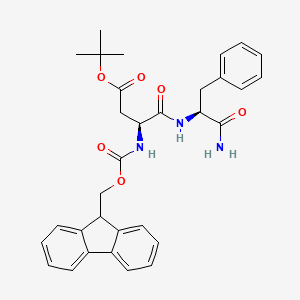 molecular formula C32H35N3O6 B2621324 tert-butyl (3S)-3-{[(1S)-1-carbamoyl-2-phenylethyl]carbamoyl}-3-({[(9H-fluoren-9-yl)methoxy]carbonyl}amino)propanoate CAS No. 86061-07-6