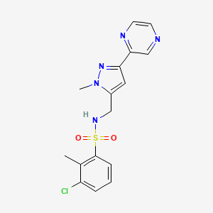 3-chloro-2-methyl-N-((1-methyl-3-(pyrazin-2-yl)-1H-pyrazol-5-yl)methyl)benzenesulfonamide