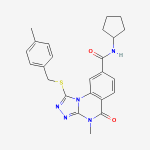molecular formula C24H25N5O2S B2621334 N-cyclopentyl-4-methyl-1-((4-methylbenzyl)thio)-5-oxo-4,5-dihydro-[1,2,4]triazolo[4,3-a]quinazoline-8-carboxamide CAS No. 1111238-01-7