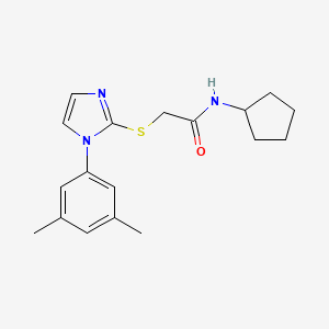 molecular formula C18H23N3OS B2621340 N-cyclopentyl-2-((1-(3,5-dimethylphenyl)-1H-imidazol-2-yl)thio)acetamide CAS No. 851132-26-8