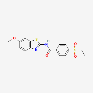 molecular formula C17H16N2O4S2 B2621351 4-(ethylsulfonyl)-N-(6-methoxybenzo[d]thiazol-2-yl)benzamide CAS No. 886935-74-6