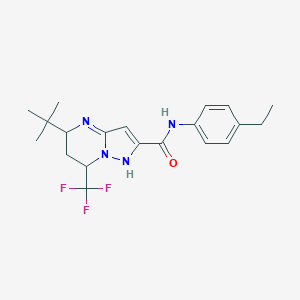 molecular formula C20H25F3N4O B262136 5-tert-butyl-N-(4-ethylphenyl)-7-(trifluoromethyl)-1,5,6,7-tetrahydropyrazolo[1,5-a]pyrimidine-2-carboxamide 