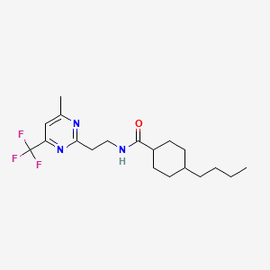molecular formula C19H28F3N3O B2621361 4-butyl-N-(2-(4-methyl-6-(trifluoromethyl)pyrimidin-2-yl)ethyl)cyclohexanecarboxamide CAS No. 1396863-01-6