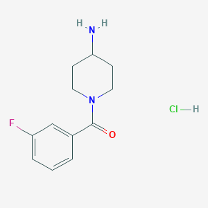 molecular formula C12H16ClFN2O B2621374 (4-Aminopiperidin-1-yl)(3-fluorophenyl)methanone hydrochloride CAS No. 915763-93-8