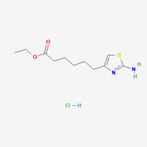 molecular formula C11H19ClN2O2S B2621377 Ethyl 6-(2-amino-1,3-thiazol-4-yl)hexanoate;hydrochloride CAS No. 2580223-11-4