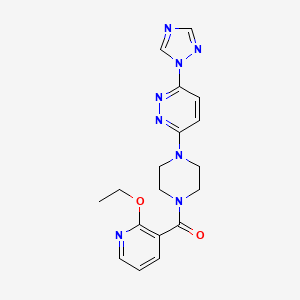 molecular formula C18H20N8O2 B2621388 (4-(6-(1H-1,2,4-triazol-1-yl)pyridazin-3-yl)piperazin-1-yl)(2-ethoxypyridin-3-yl)methanone CAS No. 1795471-25-8