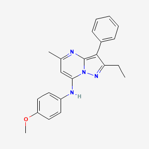 molecular formula C22H22N4O B2621396 2-ethyl-N-(4-methoxyphenyl)-5-methyl-3-phenylpyrazolo[1,5-a]pyrimidin-7-amine CAS No. 890620-04-9