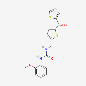molecular formula C18H16N2O3S2 B2621408 1-(2-Methoxyphenyl)-3-((5-(thiophene-2-carbonyl)thiophen-2-yl)methyl)urea CAS No. 1421481-61-9