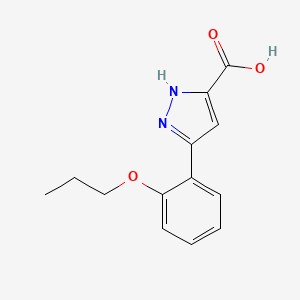 molecular formula C13H14N2O3 B2621409 5-(2-Propoxy-phenyl)-2H-pyrazole-3-carboxylic acid CAS No. 1030610-83-3