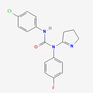 molecular formula C17H15ClFN3O B2621430 3-(4-chlorophenyl)-1-(3,4-dihydro-2H-pyrrol-5-yl)-1-(4-fluorophenyl)urea CAS No. 905761-20-8