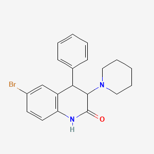 molecular formula C20H21BrN2O B2621439 6-bromo-4-phenyl-3-(piperidin-1-yl)-3,4-dihydroquinolin-2(1H)-one CAS No. 378212-25-0