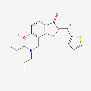 molecular formula C20H23NO3S B2621441 (Z)-7-((dipropylamino)methyl)-6-hydroxy-2-(thiophen-2-ylmethylene)benzofuran-3(2H)-one CAS No. 929488-67-5