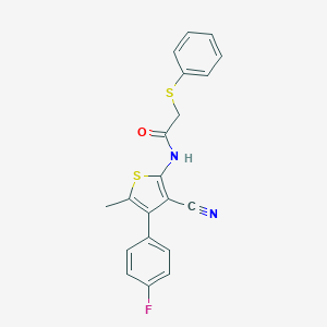 molecular formula C20H15FN2OS2 B262145 N-[3-cyano-4-(4-fluorophenyl)-5-methyl-2-thienyl]-2-(phenylsulfanyl)acetamide 