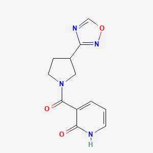 molecular formula C12H12N4O3 B2621450 3-(3-(1,2,4-oxadiazol-3-yl)pyrrolidine-1-carbonyl)pyridin-2(1H)-one CAS No. 2034369-51-0