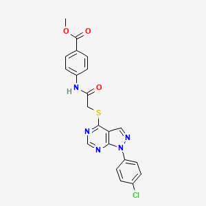 molecular formula C21H16ClN5O3S B2621457 Methyl 4-[[2-[1-(4-chlorophenyl)pyrazolo[3,4-d]pyrimidin-4-yl]sulfanylacetyl]amino]benzoate CAS No. 862126-70-3