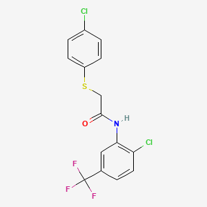 molecular formula C15H10Cl2F3NOS B2621459 2-[(4-chlorophenyl)sulfanyl]-N-[2-chloro-5-(trifluoromethyl)phenyl]acetamide CAS No. 285980-85-0