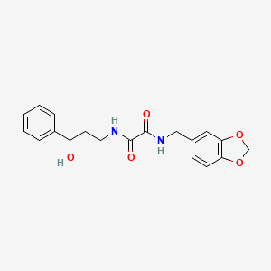 molecular formula C19H20N2O5 B2621461 N1-(benzo[d][1,3]dioxol-5-ylmethyl)-N2-(3-hydroxy-3-phenylpropyl)oxalamide CAS No. 1396848-05-7