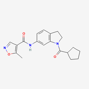molecular formula C19H21N3O3 B2621465 N-(1-(cyclopentanecarbonyl)indolin-6-yl)-5-methylisoxazole-4-carboxamide CAS No. 1428348-54-2