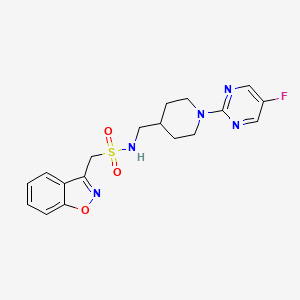 molecular formula C18H20FN5O3S B2621466 1-(benzo[d]isoxazol-3-yl)-N-((1-(5-fluoropyrimidin-2-yl)piperidin-4-yl)methyl)methanesulfonamide CAS No. 2034615-36-4