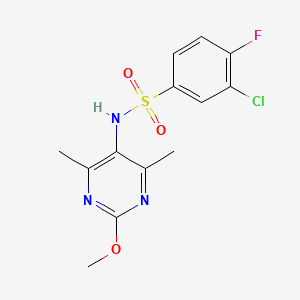 3-chloro-4-fluoro-N-(2-methoxy-4,6-dimethylpyrimidin-5-yl)benzene-1-sulfonamide