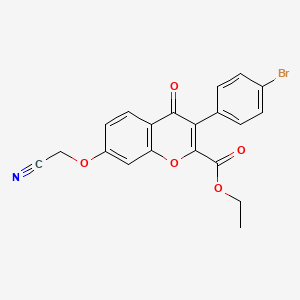 molecular formula C20H14BrNO5 B2621477 ethyl 3-(4-bromophenyl)-7-(cyanomethoxy)-4-oxo-4H-chromene-2-carboxylate CAS No. 610764-13-1