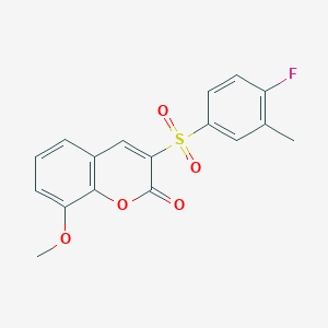 molecular formula C17H13FO5S B2621482 3-(4-Fluoro-3-methylphenyl)sulfonyl-8-methoxychromen-2-one CAS No. 904450-42-6