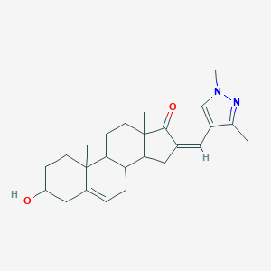 molecular formula C25H34N2O2 B262149 16-[(1,3-Dimethyl-1H-pyrazol-4-yl)methylene]-3-hydroxyandrost-5-en-17-one 