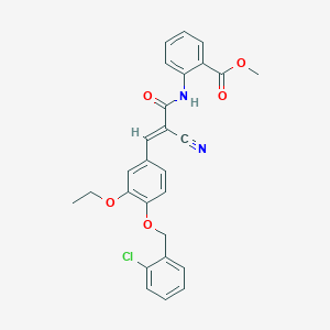 molecular formula C27H23ClN2O5 B2621499 methyl 2-[[(E)-3-[4-[(2-chlorophenyl)methoxy]-3-ethoxyphenyl]-2-cyanoprop-2-enoyl]amino]benzoate CAS No. 380476-85-7