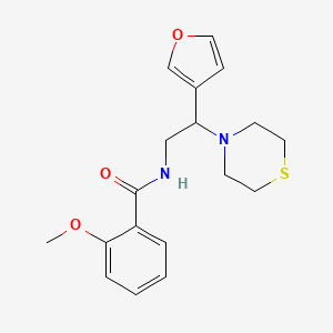 molecular formula C18H22N2O3S B2621509 N-(2-(furan-3-yl)-2-thiomorpholinoethyl)-2-methoxybenzamide CAS No. 2034342-41-9